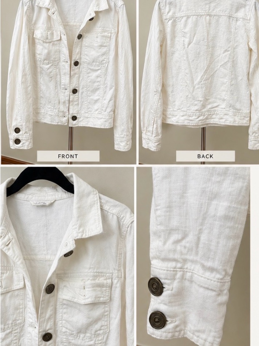 Nicole Miller New York White 100% Linen Jacket Button Front XS